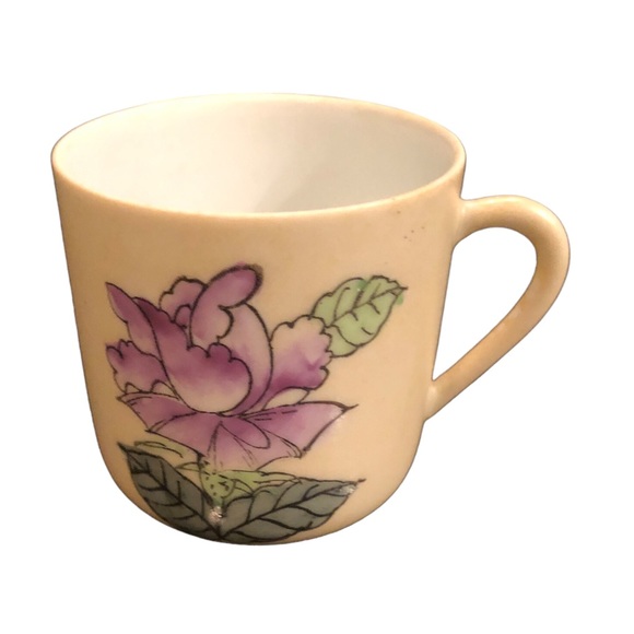 Vintage Porcelain Floral Demitasse Tea Cup Saucer Hand Painted Peony Hong Kong - Picture 2 of 14